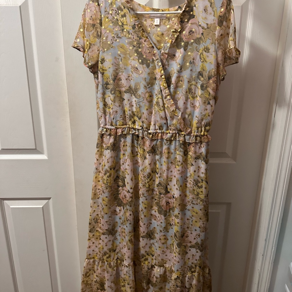 LC Lauren Conrad Floral Wrap Midi Dress - Pink and Green